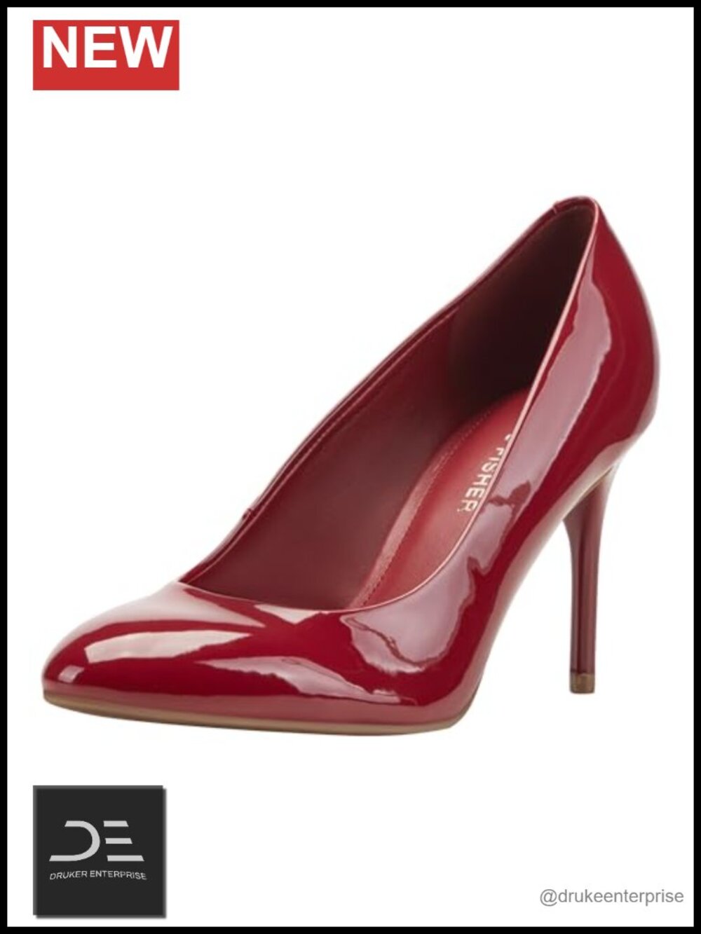 Faux Patent Leather Stiletto Heel Dress Pumps Almond Toe Slip-On